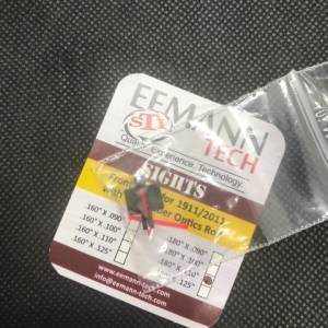 EEMANN TECH FRONT SIGHT FOR 1911/2011, CHECKERED WITH 1MM FIBER OPTICS ROD